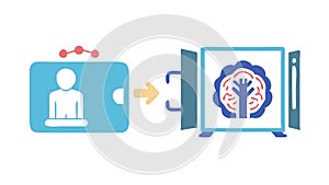 Human to AI transformation, symbolizing digital evolution and intelligence, vector design Generative AI