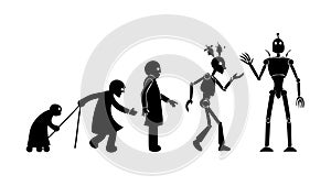 Human to Robot Evolution, Progression of Technology, vector design Generative AI