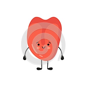 Human tongue kawaii character. The tongue is like a sense organ. Part of the face. Healthy organ of taste. Vector