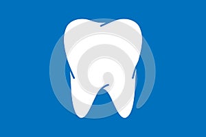 Human tooth symbol isolated on blue background. Human organ icon. Vector illustration.