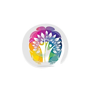 Human tree and brain vector logo design