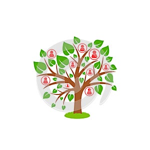 Human Tree Life Logo Design. People and Tree icon isolated on white background