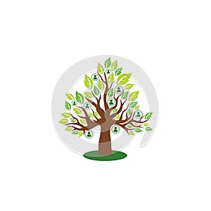 Human Tree Life Logo Design. People and Tree icon isolated on white background