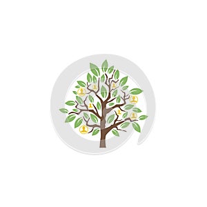 Human Tree Life Logo Design. People and Tree icon isolated on white background