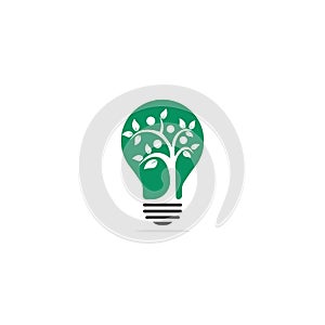 Human tree and light bulb logo design.