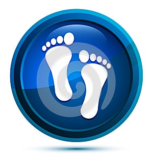 Human two footprints icon elegant blue round button illustration