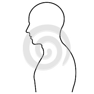 Human upper body outline illustration on white background