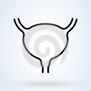 Human urinary bladder with ureters and urethra line art. Vector illustration photo