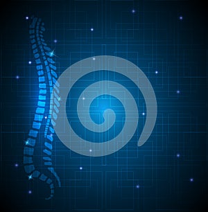 Human vertebral column abstract blue background