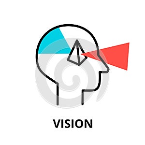 Human Vision icon, flat thin line vector illustration