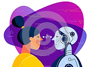 Human vs artificial intelligence concept trendy illustration photo