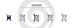 Humanism icon in different style vector illustration. two colored and black humanism vector icons designed in filled, outline,