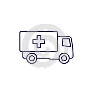 humanitarian aid line icon with a truck