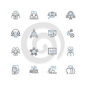 Humanitarian aid line icons collection. Relief, Disaster, Poverty, Refugee, Assistance, Healthcare, Water vector and