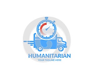 Humanitarian aid, material assistance, governmental help concept logo design. Fast Time of delivery. Charity and Helping poor and