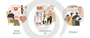 Humanitarian help abstract concept vector illustrations.