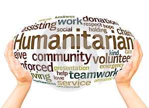 Humanitarian word cloud hand sphere concept