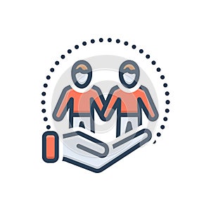 Color illustration icon for Humanity, mankind and quality