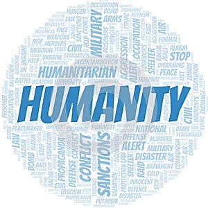 Humanity word cloud. Vector made with the text only.