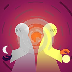 Humanization of the moon and the sun