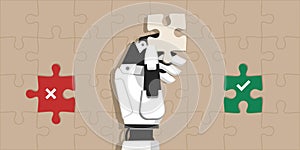 Humanoid AI robot completing a jigsaw puzzle