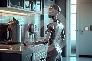 Humanoid android, domestic service, housewife. Technology used in private homes.