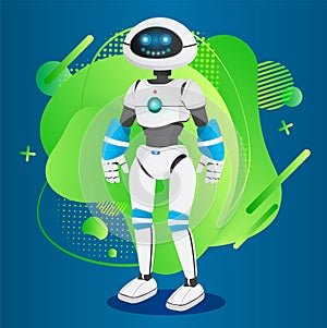 Futuristic Humanoid Manlike Robotic Creature Vector photo