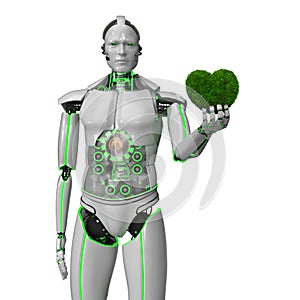 Humanoid Eco Robot Green Heart