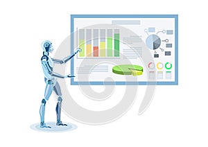 Humanoid Making Presentation Flat Illustration