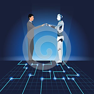 Humanoid robot and businessman