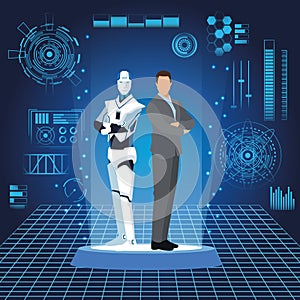 Humanoid robot and businessman