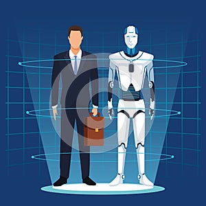 Humanoid robot and businessman