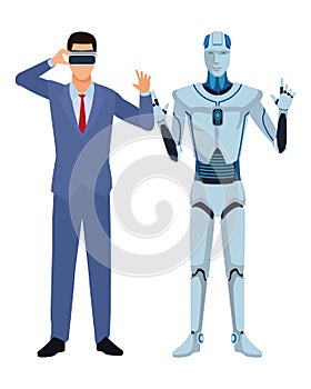 Humanoid robot and businessman