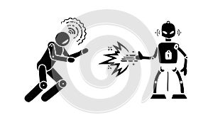 Humanoid Robot Combat Artificial Intelligence, vector design Generative AI