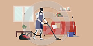 Humanoid robot doing household chores