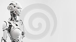humanoid robot with futuristic technology in white color. Concept of artificial intelligence, technological future and science