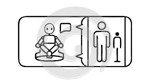 Humanoid robot interaction, future workforce and AI integration, vector design Generative AI