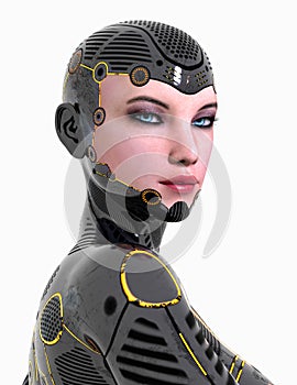 Humanoid robot isolated on white background