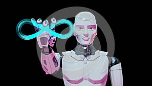 Humanoid robot with metaverse technology concept. 3d render