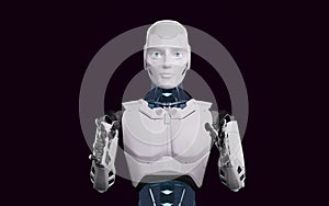 Humanoid robot with metaverse technology concept. 3d render