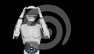 Humanoid robot with metaverse technology concept. 3d render