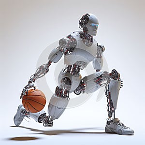 Robot is Playing Basketball. Generative Ai