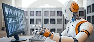 Humanoid Robot Programming on Computer Artificial Intelligence and Modern Technology Concept