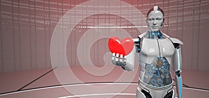 Humanoid Robot Red Heart