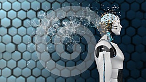 Humanoid Robot Splintered Head Brain