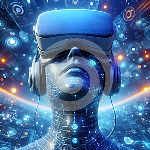 Humanoid in virtual reality photo