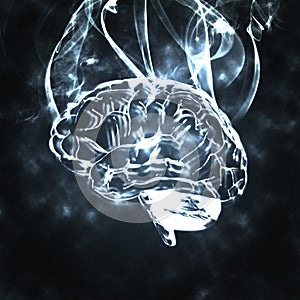 Humans brain in the smoke