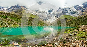 Humantay lake in Peru on Salcantay mountain in the Andes