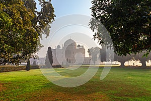 Humayun's Tomb in India, morning park view, New Delhi