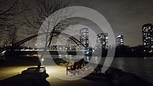 Humber Bay Arch Bridge at night